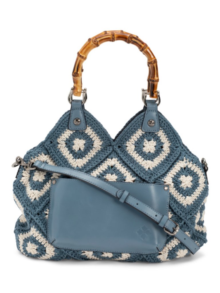 Patricia Nash Delphi Cotton Crochet And Leather Tote With Crossbody